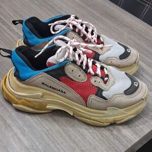 Balenciaga Red and Blue Accent Sneakers